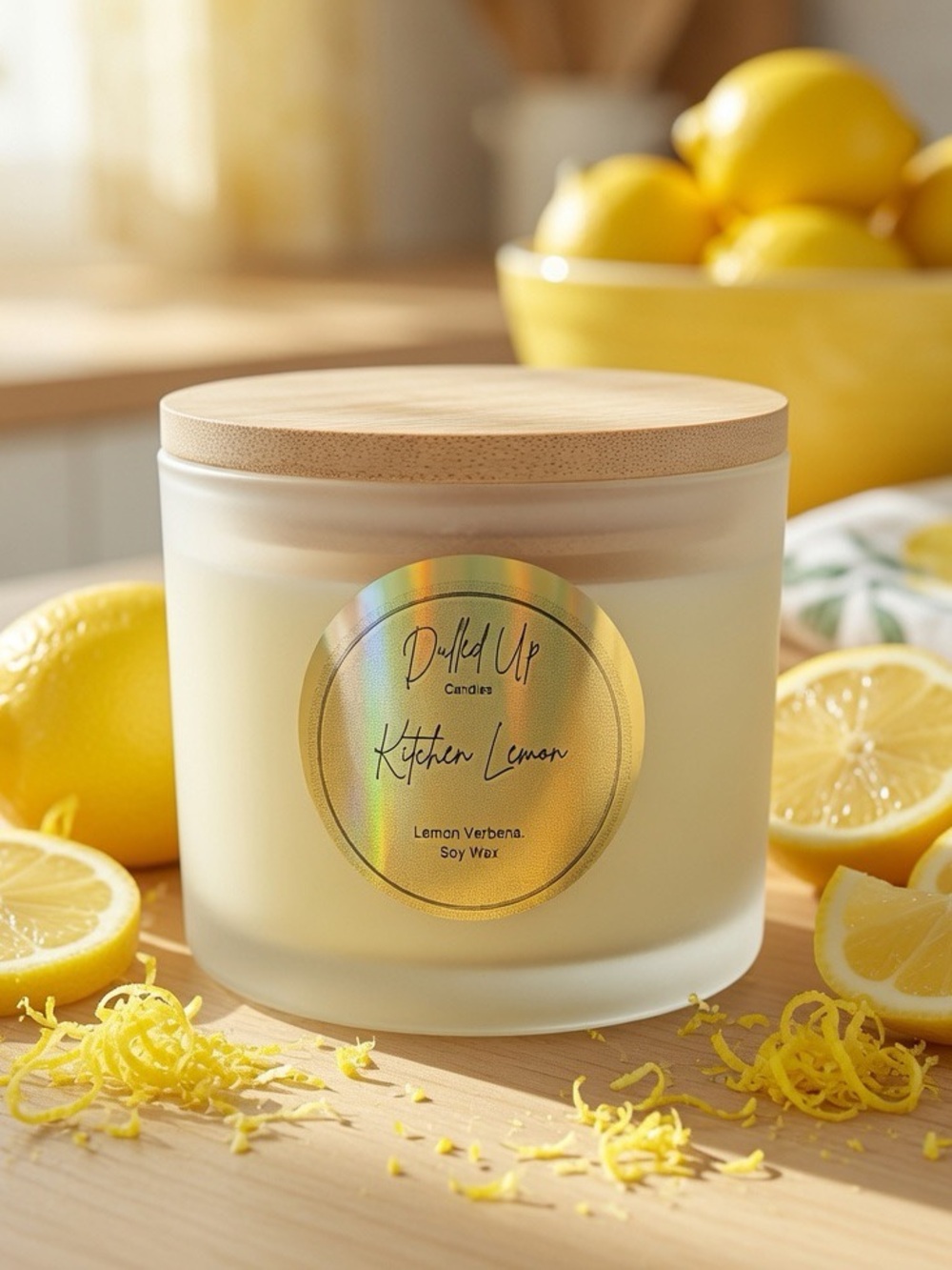 16oz Kitchen Lemon Candle | Clean Fresh Citrus Soy Wax Candle | Hand-Poured